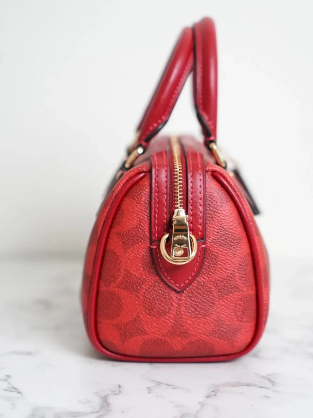 Coach CEY63 Mini Rowan Crossbody Bag In Signature Canvas Gold/Crimson NWT